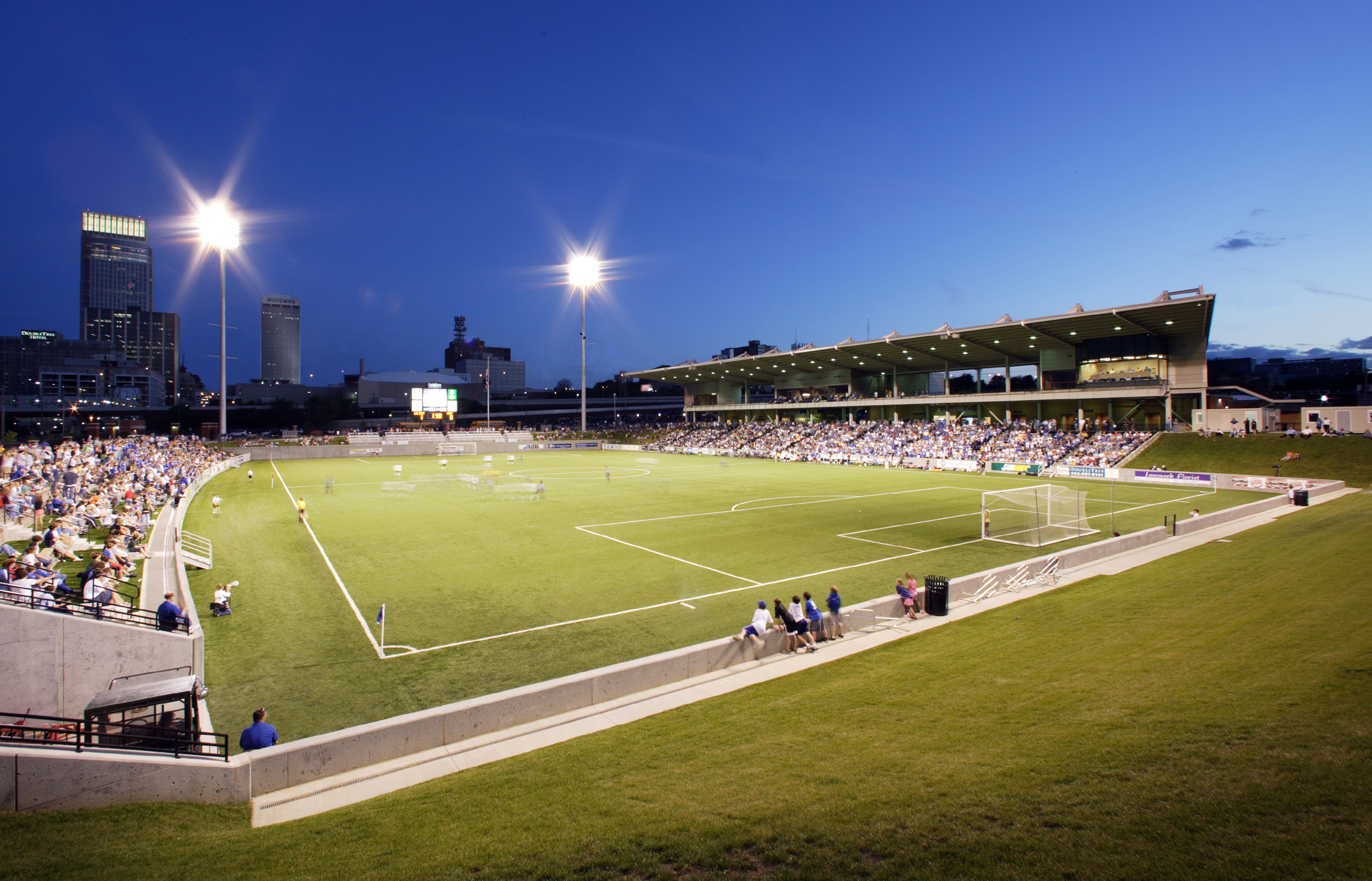 view of morrison stadium field at night with full seats view of morrison stadium field at night with full seats