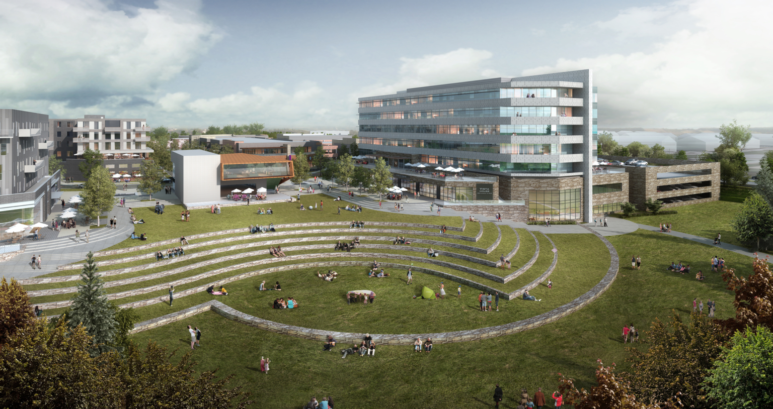 Aerial view of gathering space at La Vista City Centre