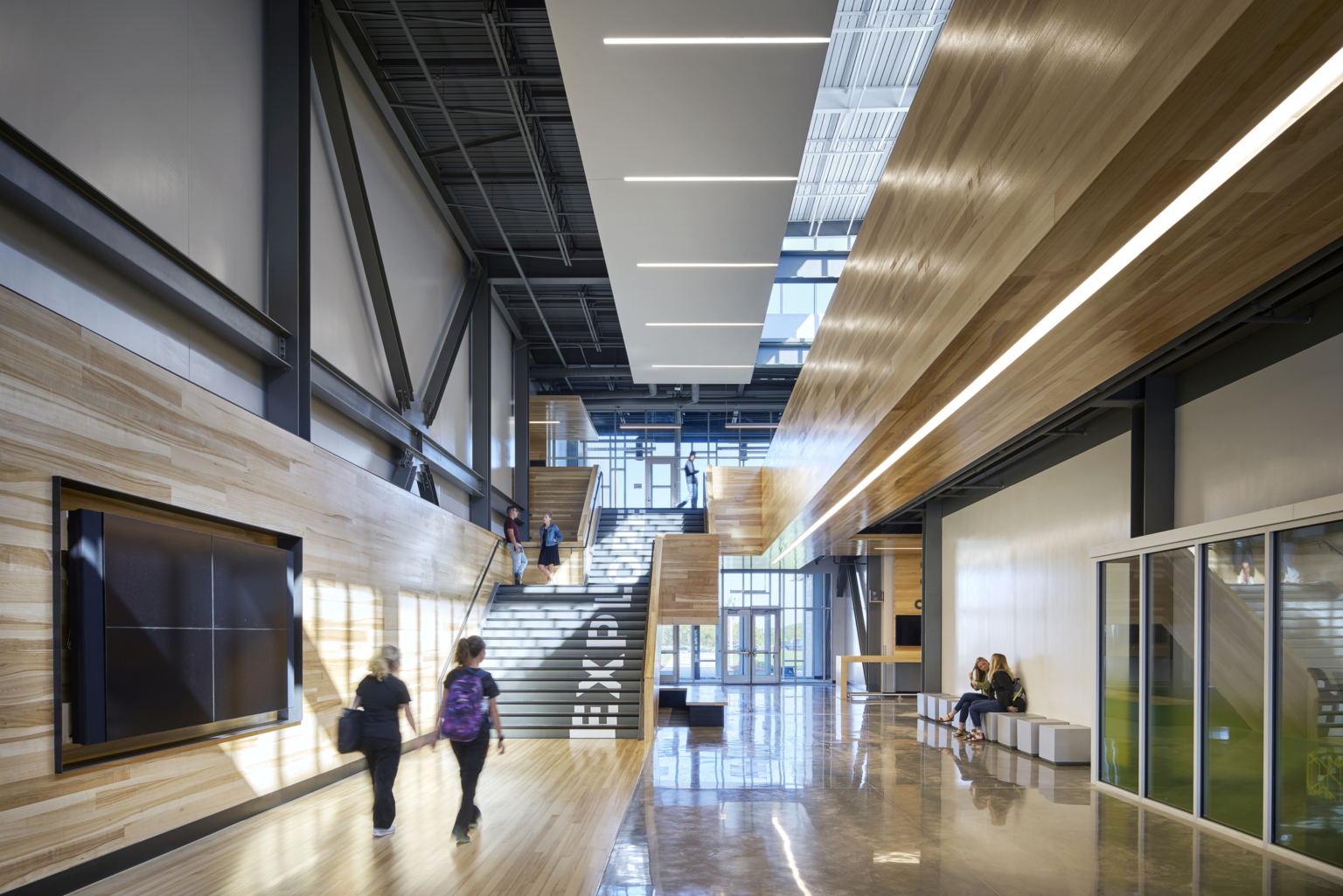 Interior view of hallway and staircase at Lee's Summit R7 - Missouri Innovation Campus Interior view of hallway and staircase at Lee's Summit R7 - Missouri Innovation Campus