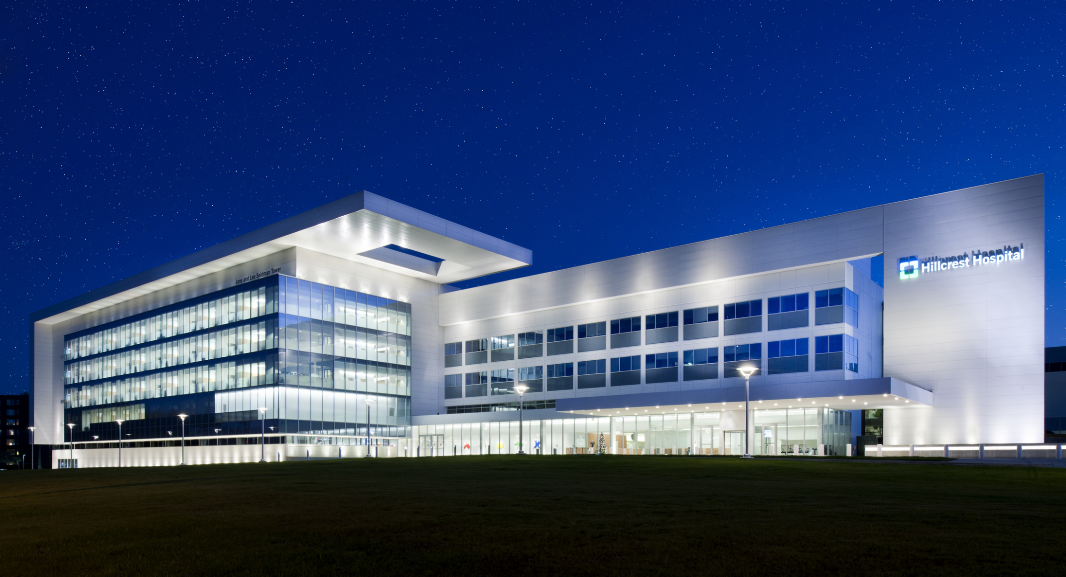 Exterior full view of Hillcrest Hospital Seidman Tower & Campus Expansion