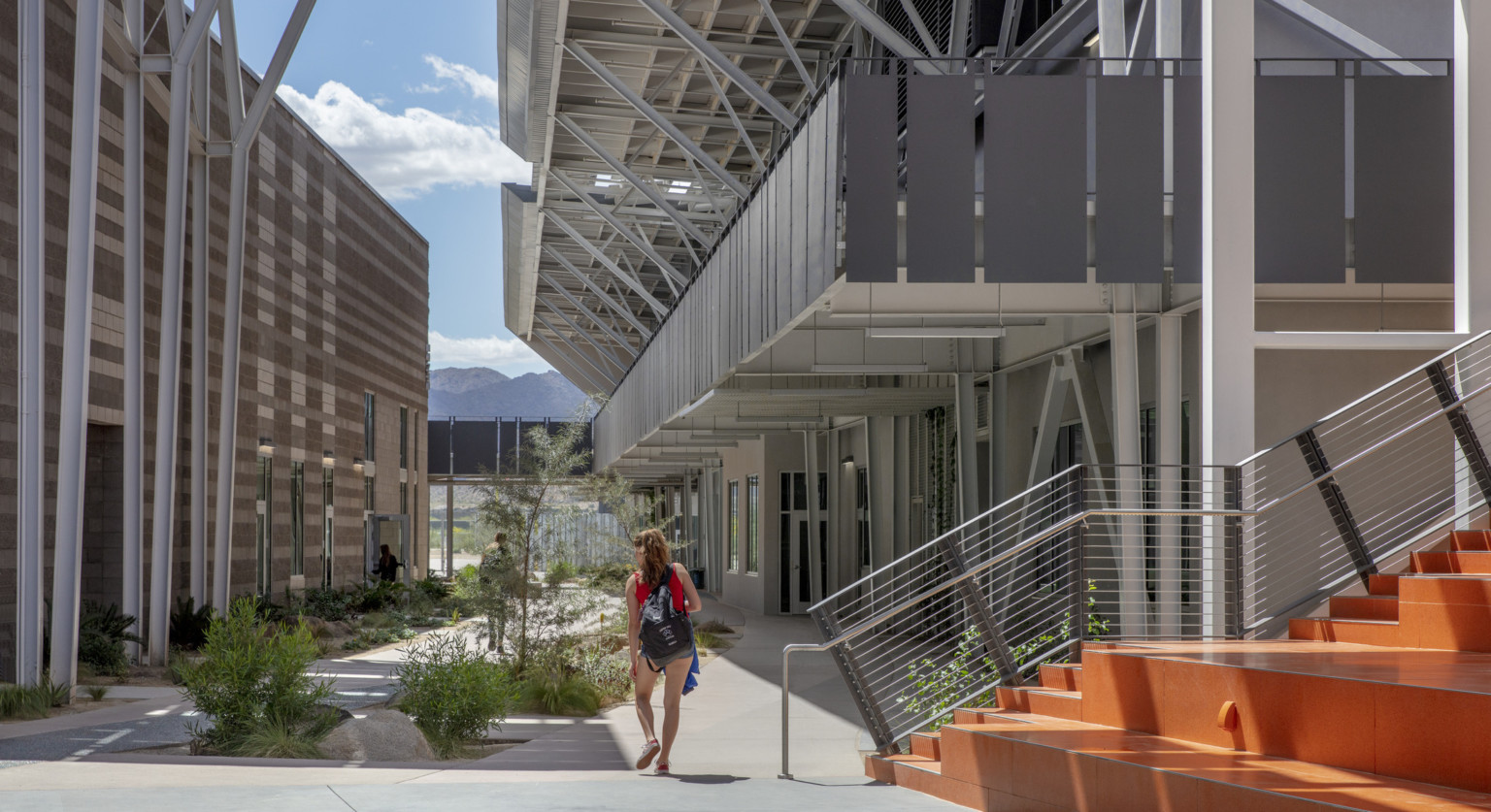 Open space between two buildings at Canyon View High School
