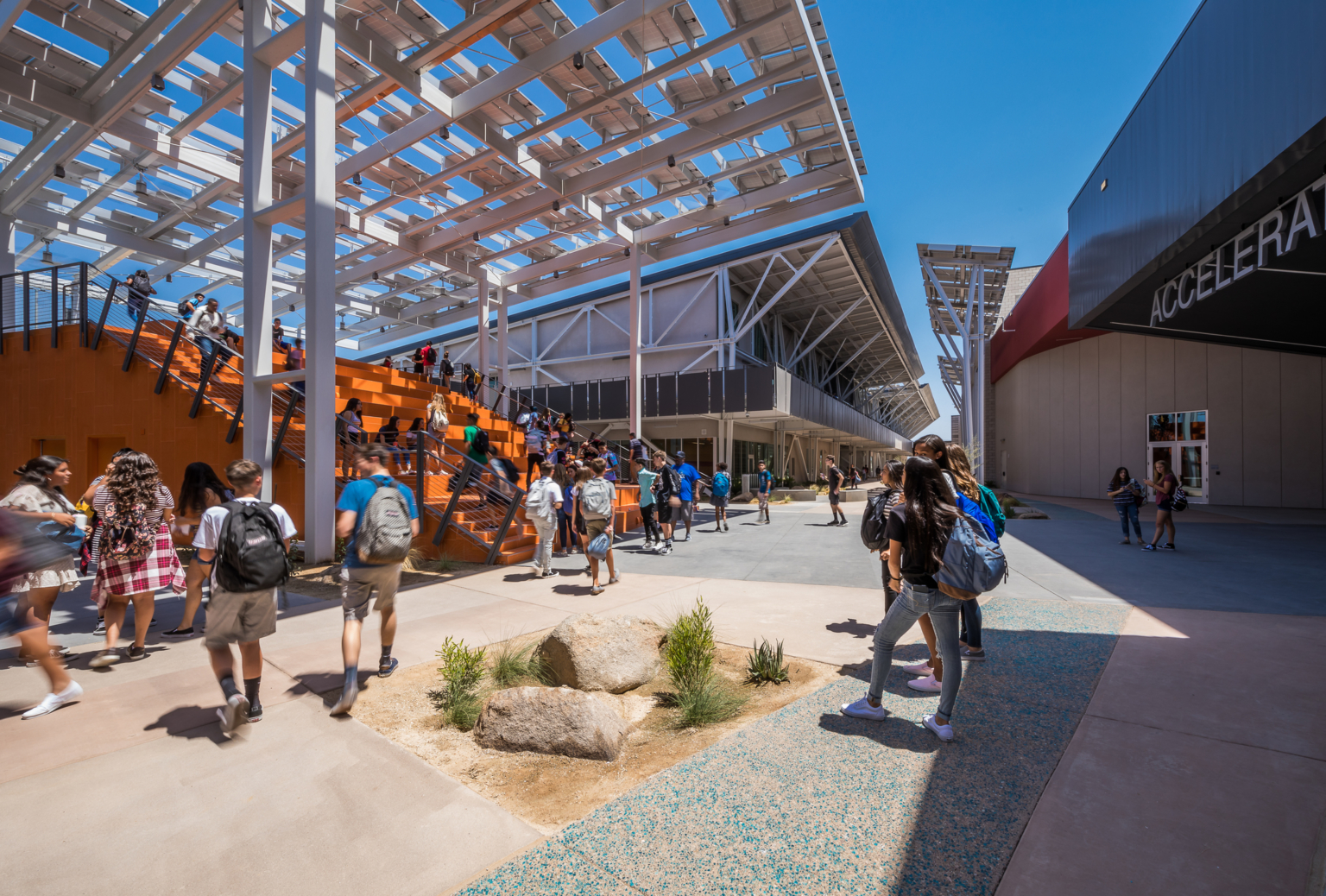 Shaded courtyard at Canyon View High School Shaded courtyard at Canyon View High School
