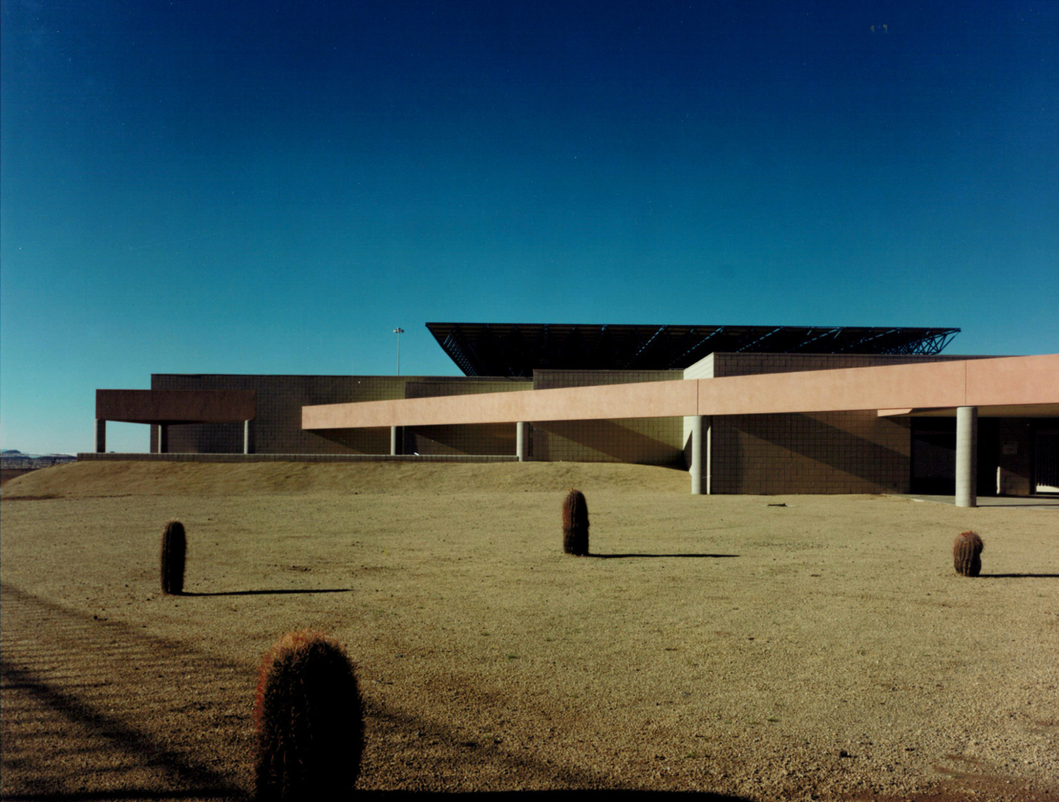 modern building with desert scaping modern building with desert scaping