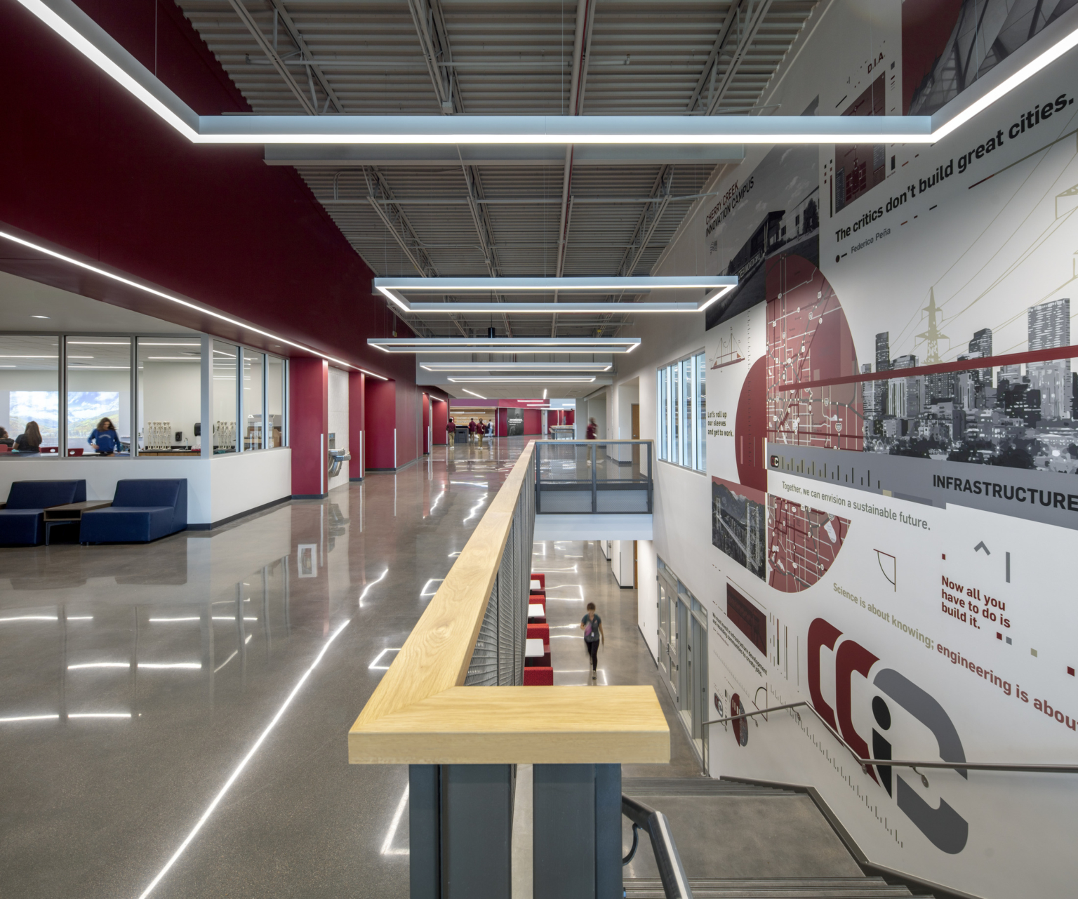 Staircase view from second story at Cherry Creek Innovation Campus