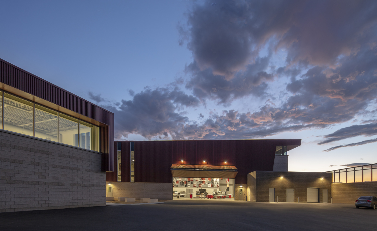Shop view at night at Cherry Creek Innovation Campus
