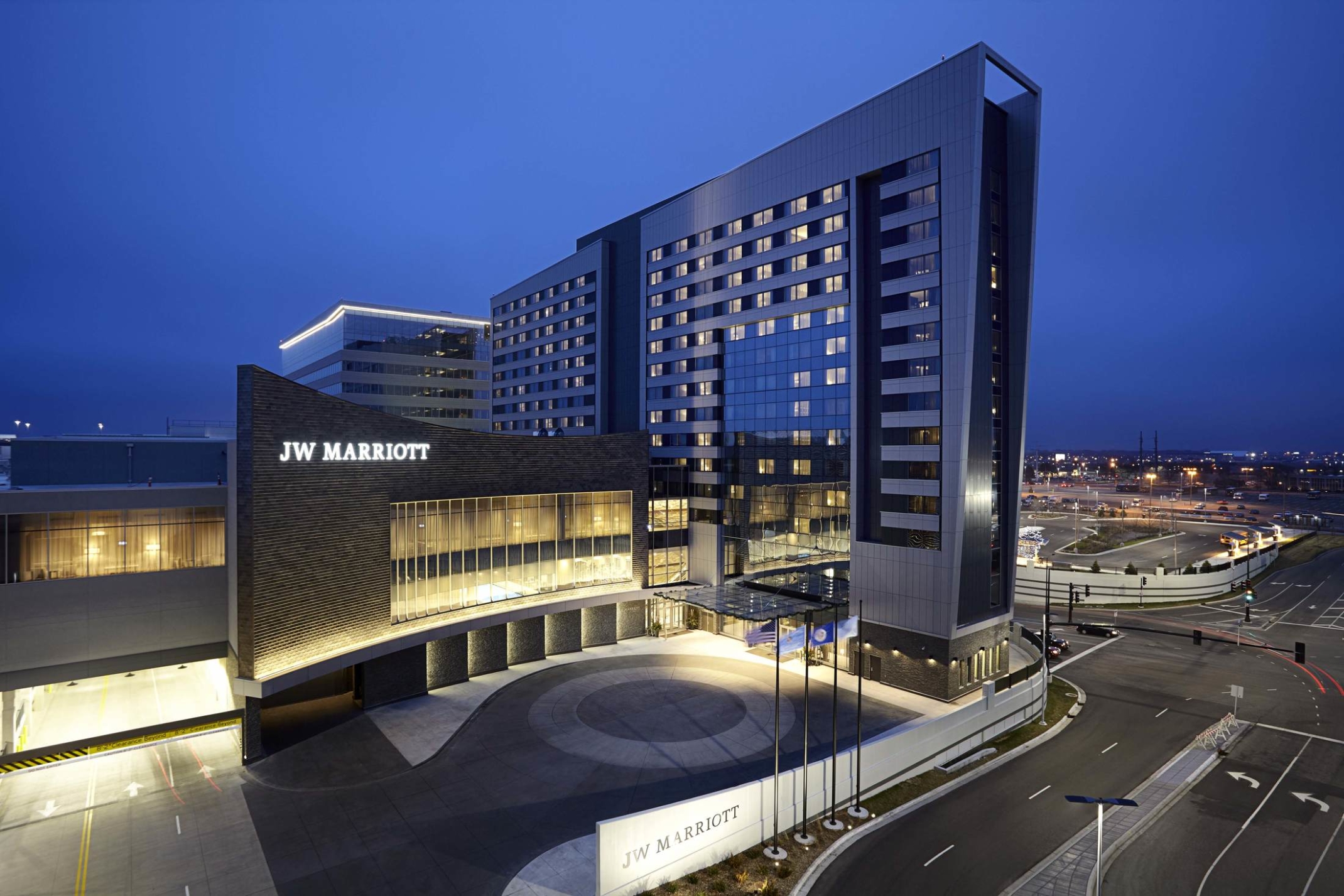 JW Marriott at Mall of America illuminated at night JW Marriott at Mall of America illuminated at night