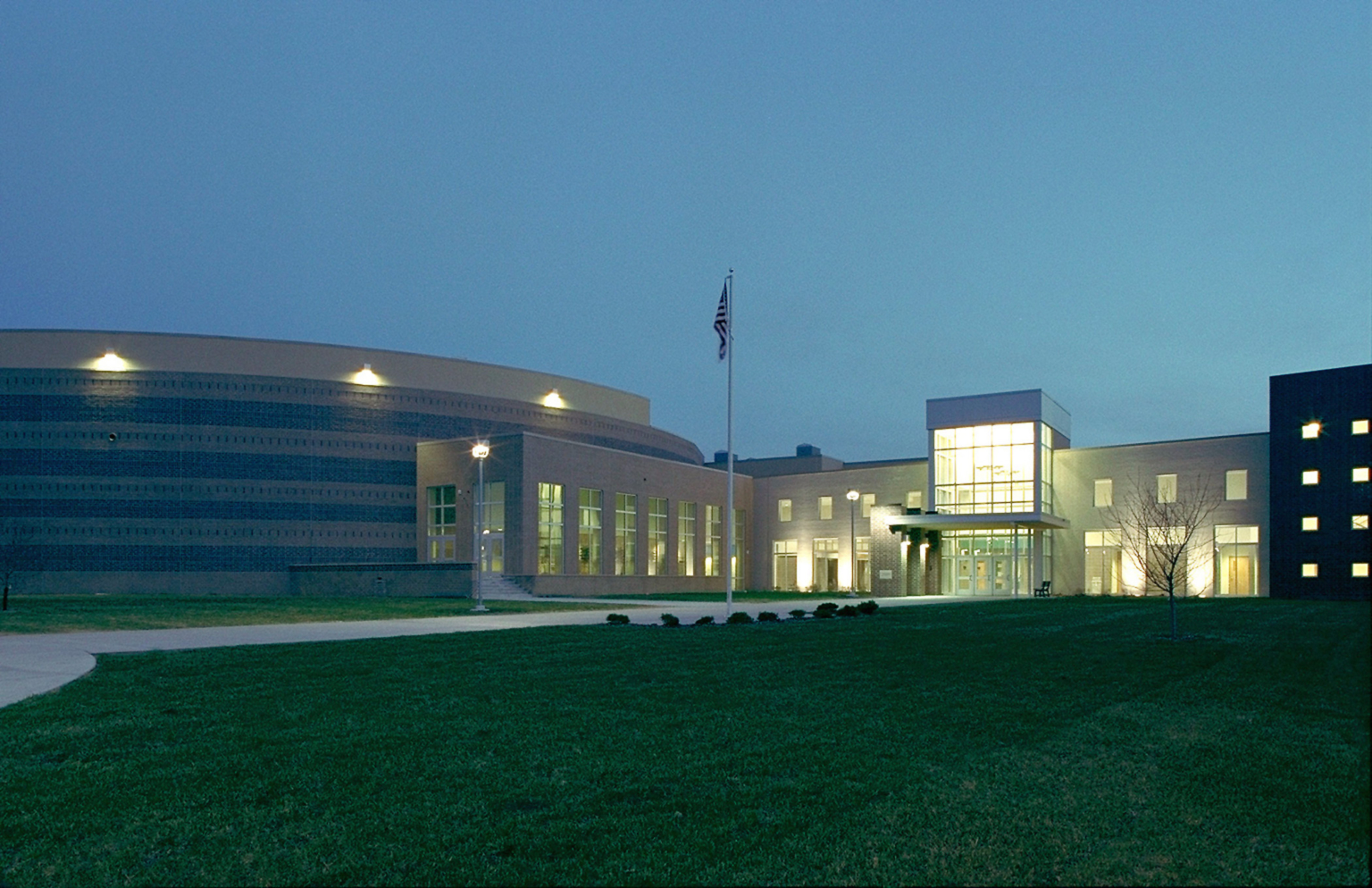 exterior of bemidji high school at night exterior of bemidji high school at night