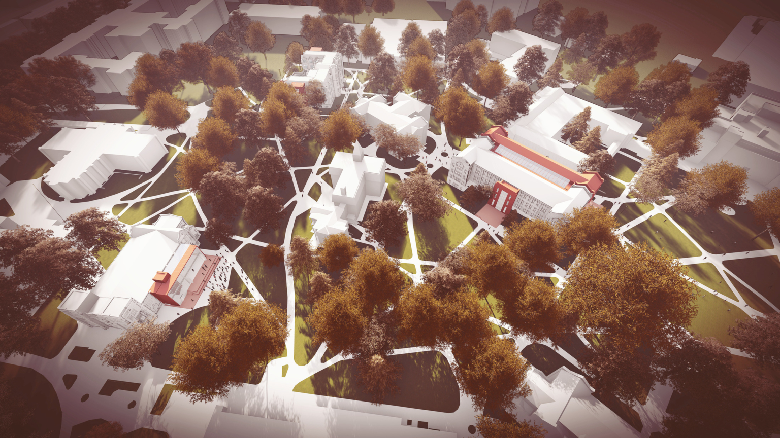 rendered conceptual master plan for arts and science buildings at vanderbilt university