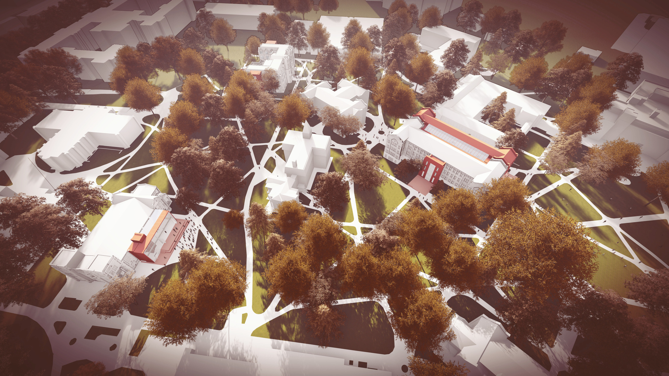 rendered conceptual master plan for arts and science buildings at vanderbilt university
