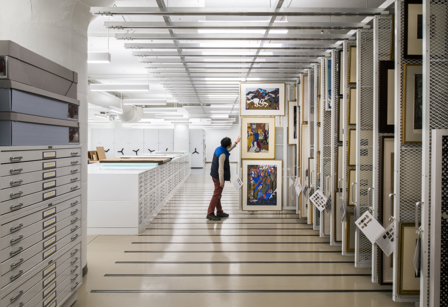 Storage for artwork at the Pennsylvania Academy of Fine Arts.