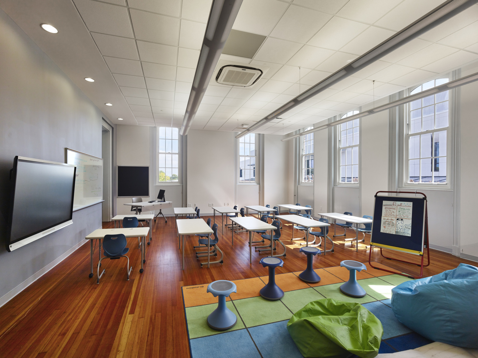 Classroom with flexible learning areas at Maury Elementary School.