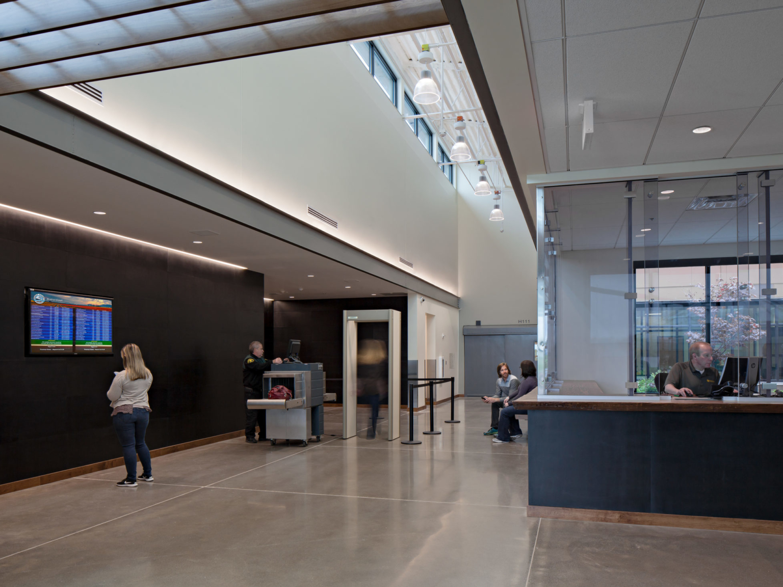 lobby and reception area inside the justice center