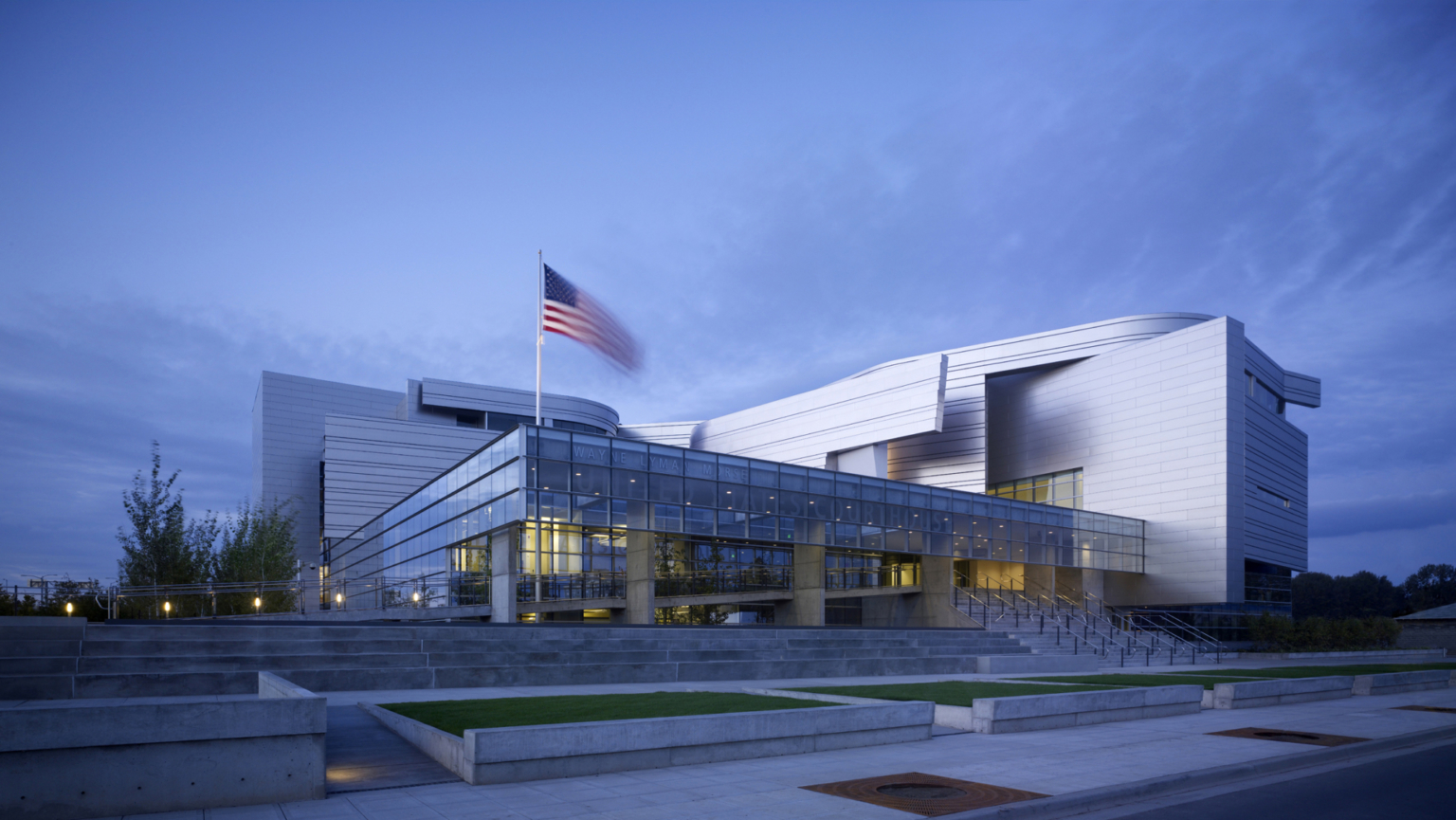 courthouse with metallic curved facade courthouse with metallic curved facade