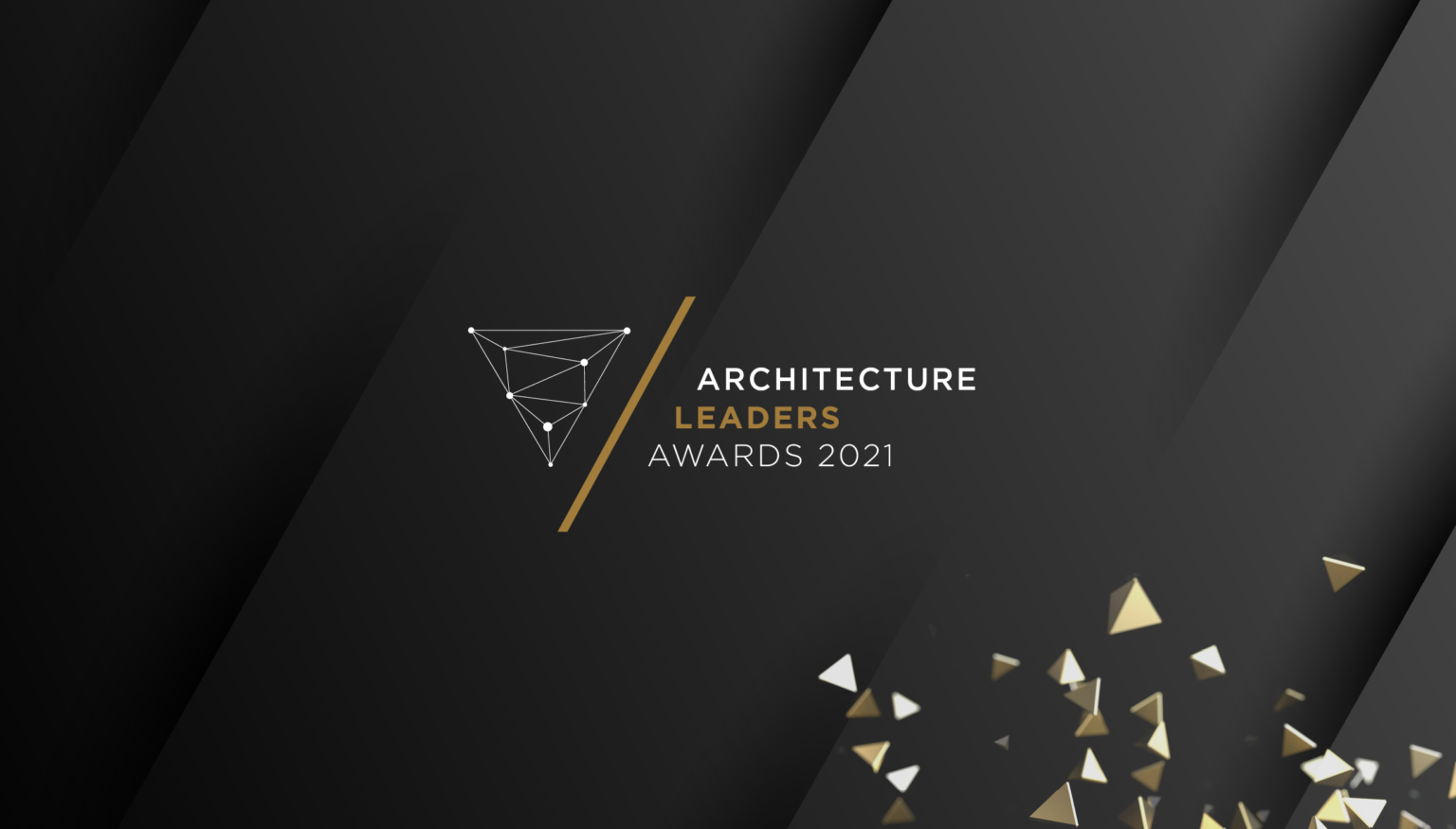 Graphic of architecture leaders awards 2021 with gold and silver text geometric shapes Graphic of architecture leaders awards 2021 with gold and silver text geometric shapes