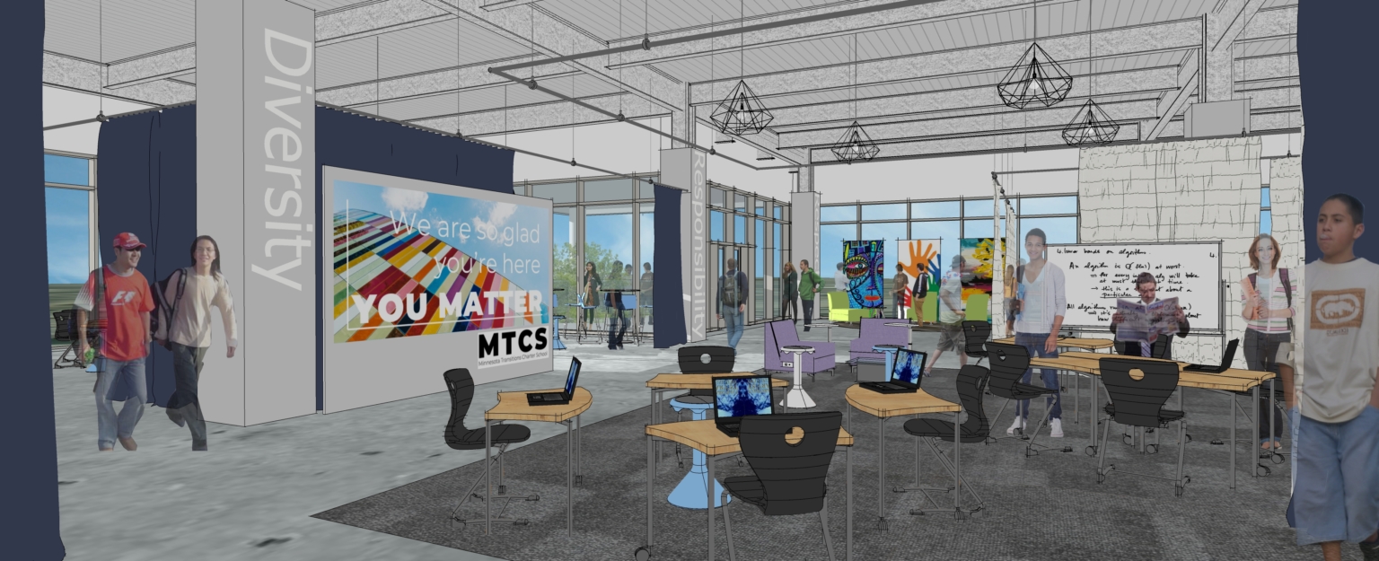 rendering of indoor seating area with tables rendering of indoor seating area with tables