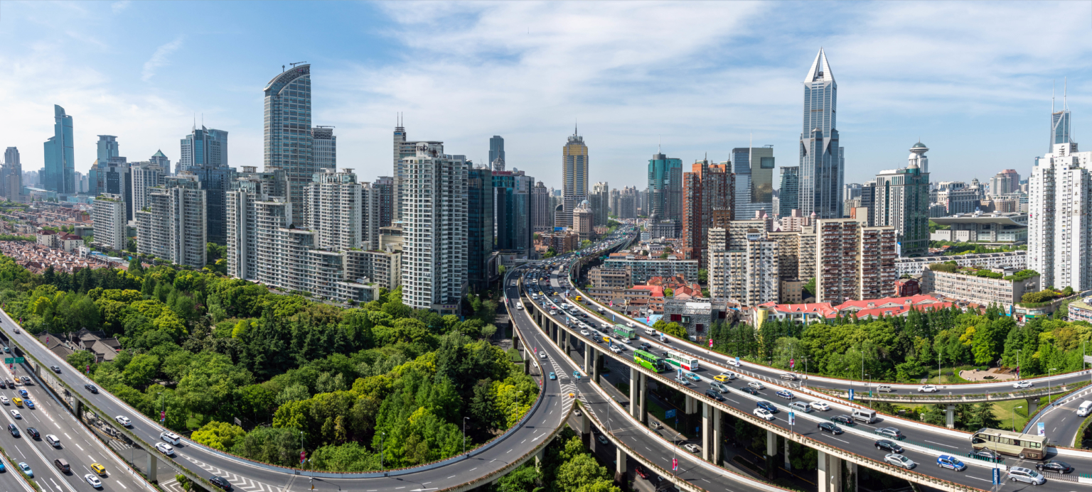 traffic on elevated roads in Shanghai at daytime traffic on elevated roads in Shanghai at daytime