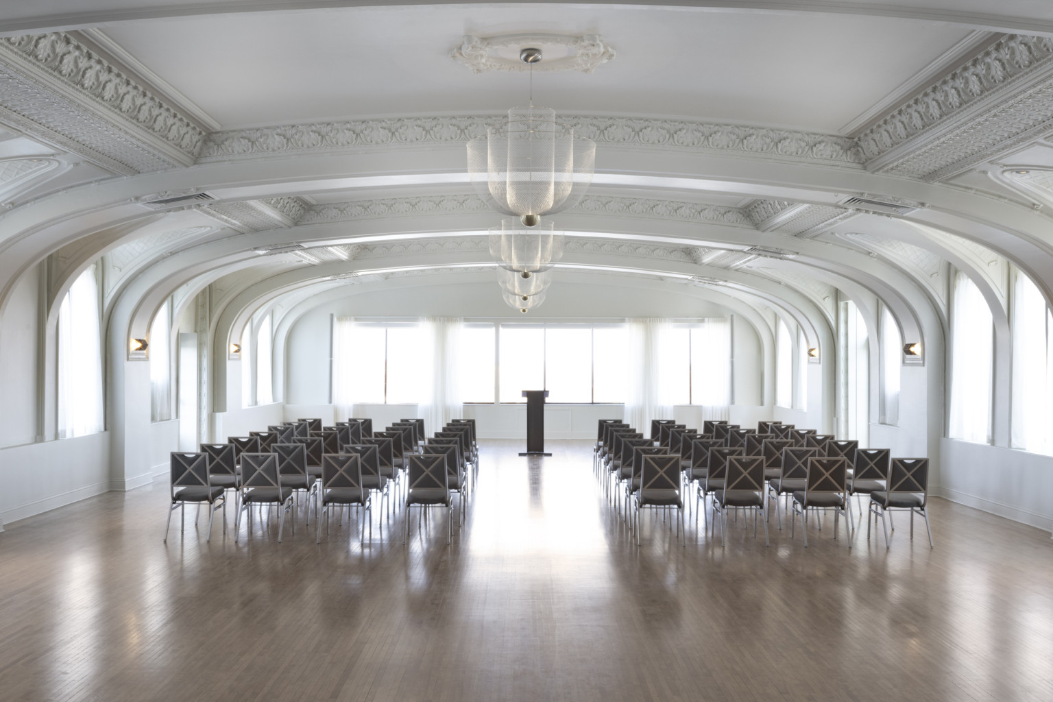 ballroom with white arched ceilings ballroom with white arched ceilings